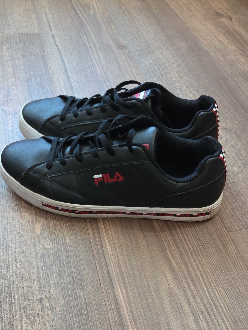 Fila Black Sneakers with Red Logo Accent